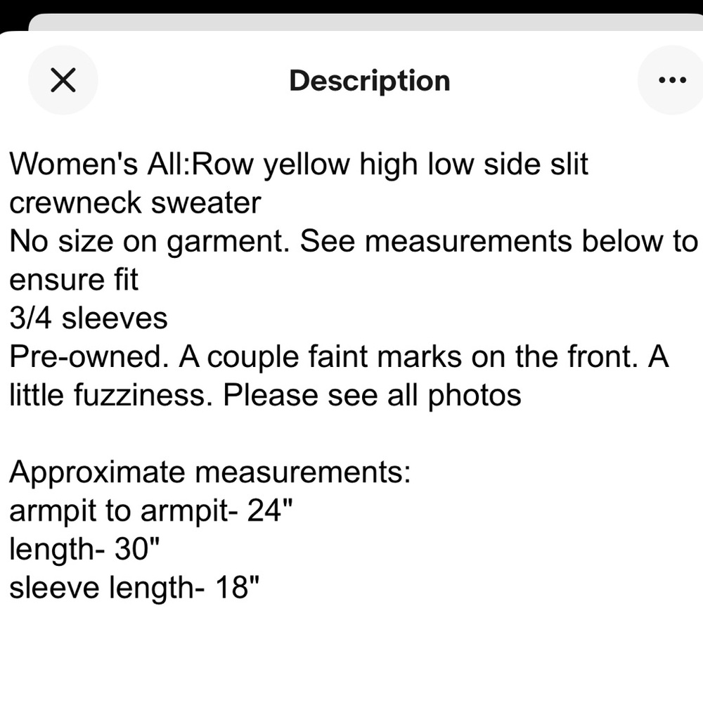 High-Low Side Slit Crewneck Sweater | All:Row | Yellow | Size: Medium - Picture 4 of 4